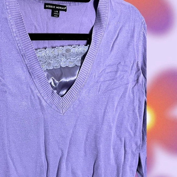 Y2K preppy 3/4 sleeve vneck sweater Measurements: Bust 36 in. - Picture 3 of 6